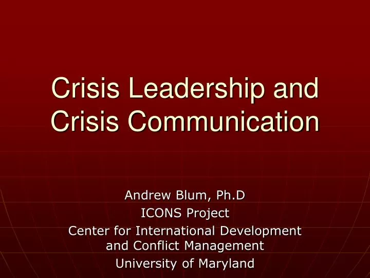 crisis leadership and crisis communication