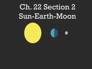 Ch. 22 Section 2 Sun -Earth- Moon