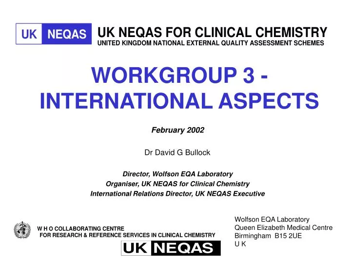 workgroup 3 international aspects