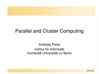 parallel and cluster computing