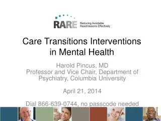 Care Transitions Interventions in Mental Health