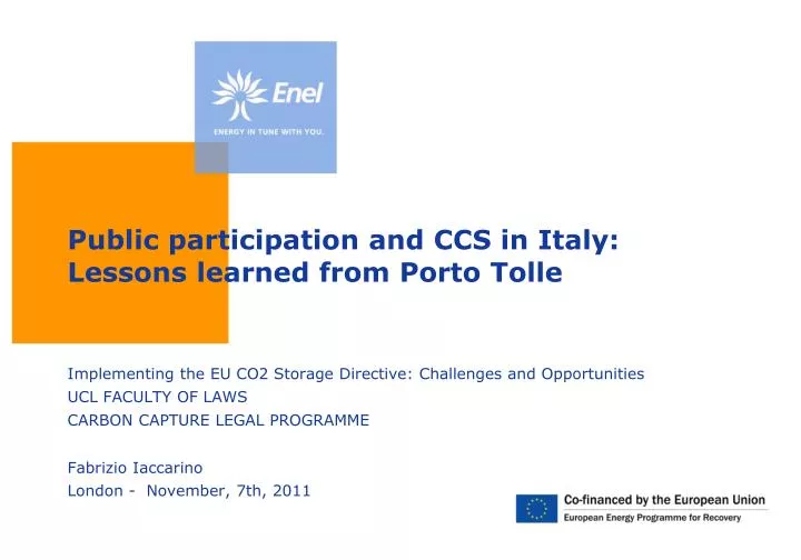 public participation and ccs in italy lessons learned from porto tolle