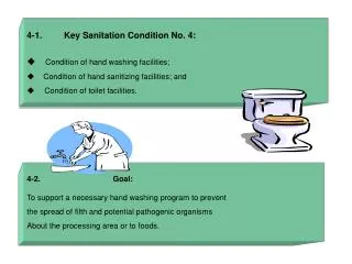 4-1. Key Sanitation Condition No. 4: ? Condition of hand washing facilities;