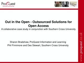 Sharon Bradshaw, ProQuest Information and Learning