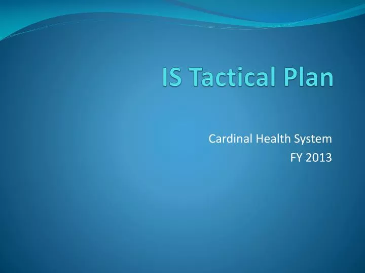 is tactical plan