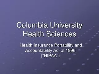 Columbia University Health Sciences