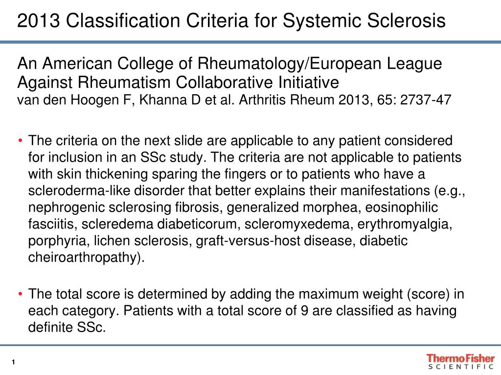 PPT - 2013 Classification Criteria for Systemic Sclerosis PowerPoint ...
