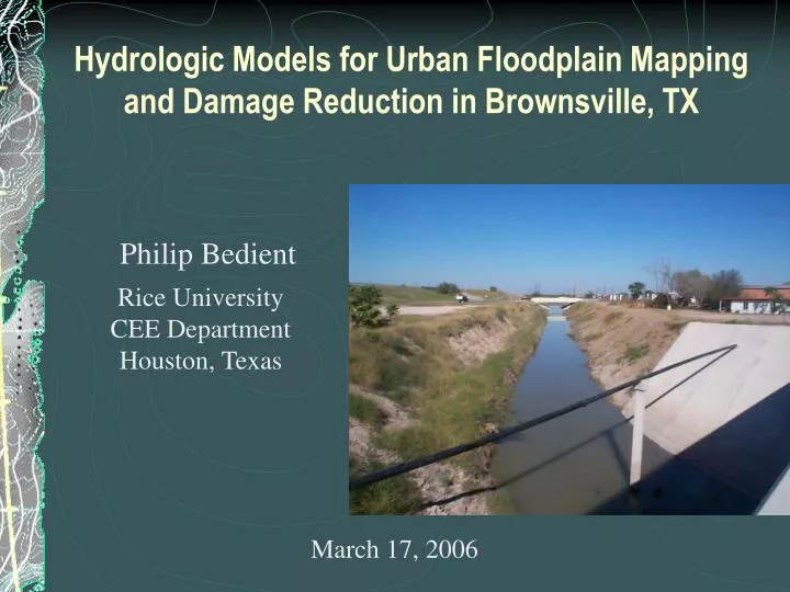 hydrologic models for urban floodplain mapping and damage reduction in brownsville tx