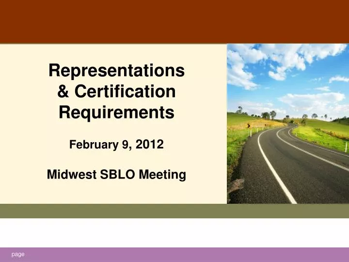 representations certification requirements february 9 2012 midwest sblo meeting
