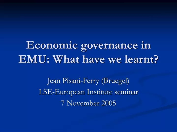 economic governance in emu what have we learnt