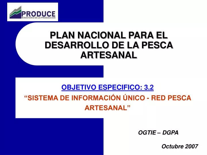 plan nacional para el desarrollo de la pesca artesanal