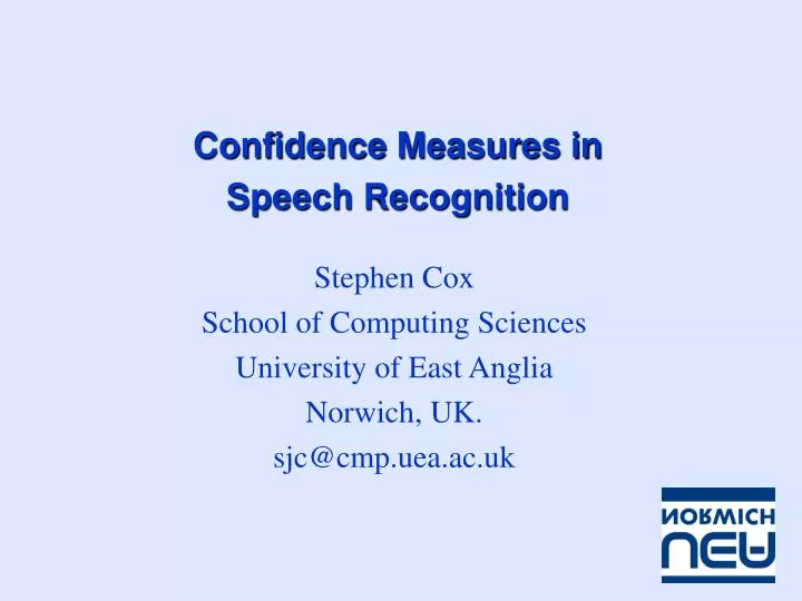 confidence measures in speech recognition