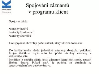 spojov n z znam v programu klient