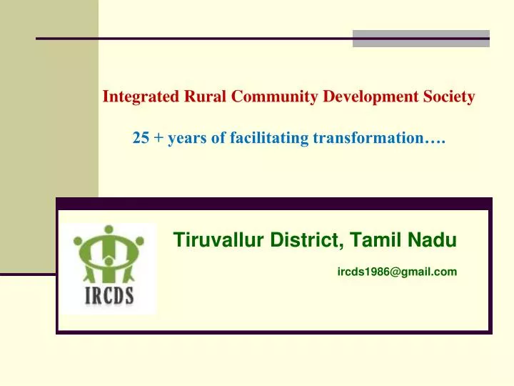 integrated rural community development society 25 years of facilitating transformation