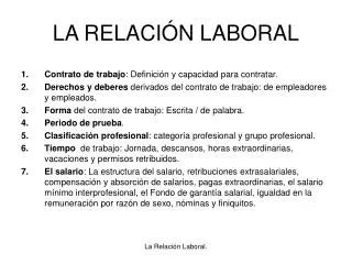 la relaci n laboral