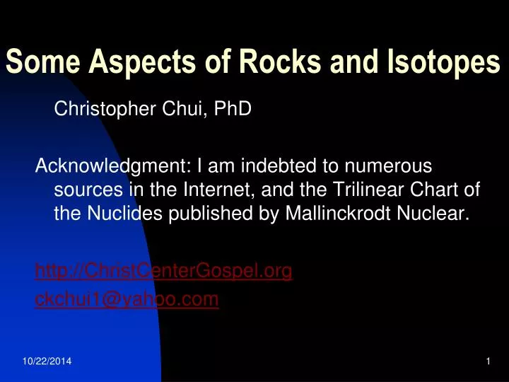 some aspects of rocks and isotopes