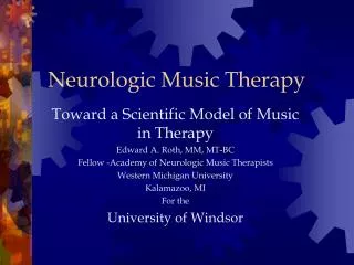 Neurologic Music Therapy