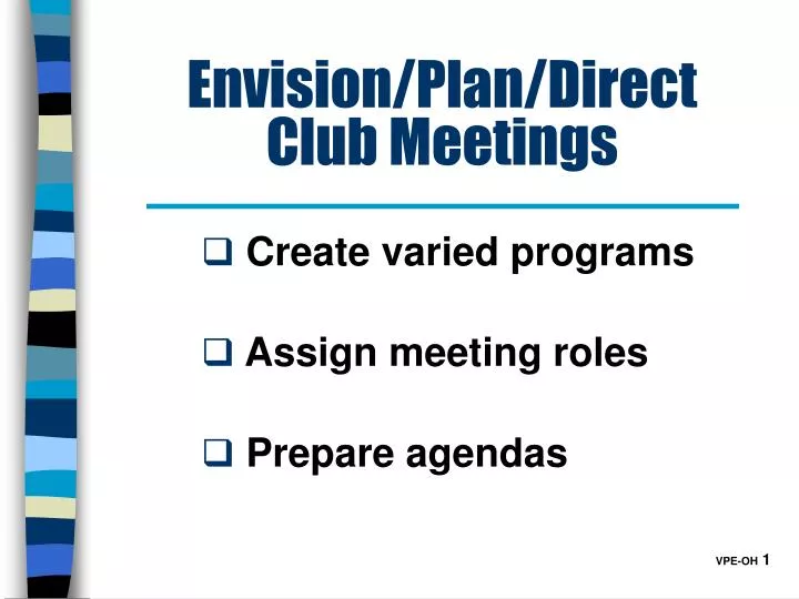 envision plan direct club meetings