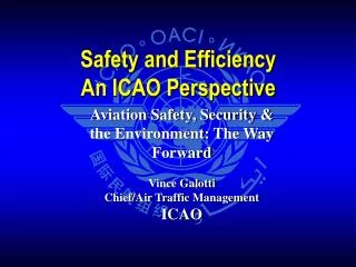 Aviation Safety, Security &amp; the Environment: The Way Forward Vince Galotti