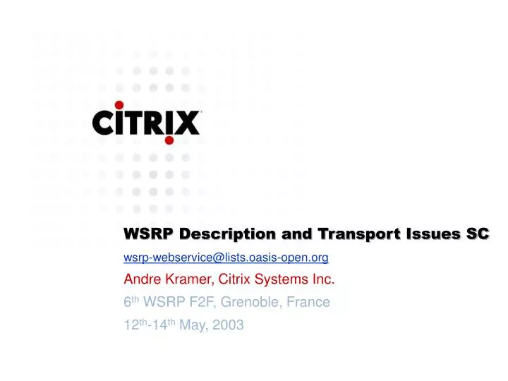 wsrp description and transport issues sc