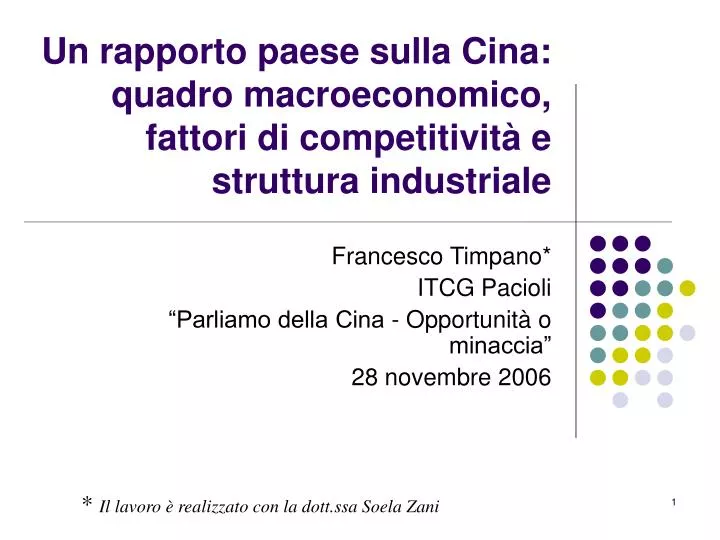 un rapporto paese sulla cina quadro macroeconomico fattori di competitivit e struttura industriale