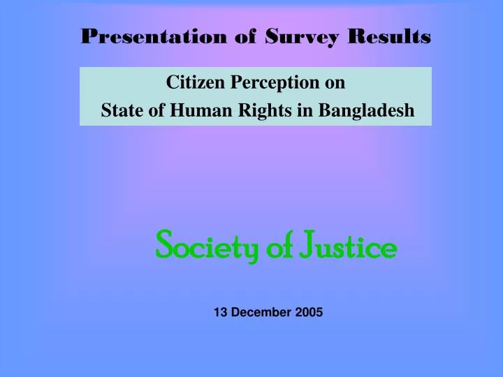 presentation of survey results