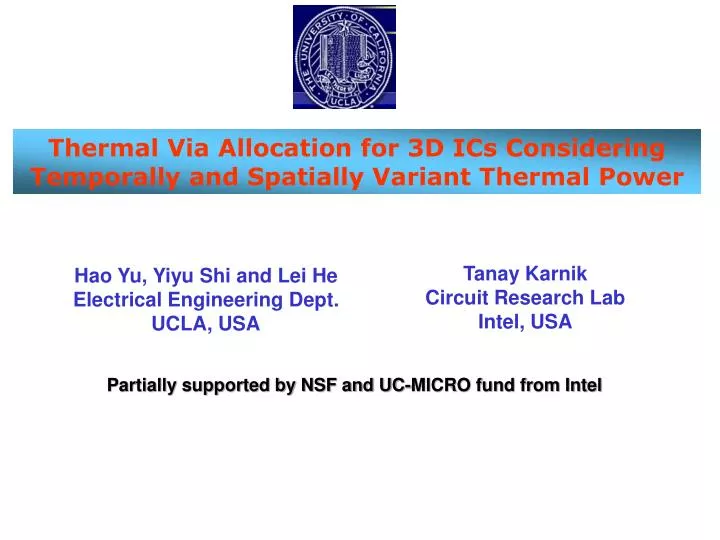 thermal via allocation for 3d ics considering temporally and spatially variant thermal power