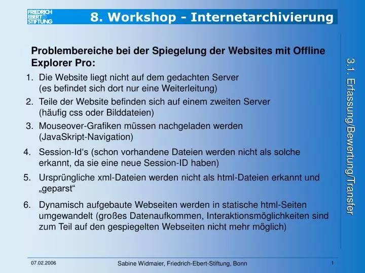 problembereiche bei der spiegelung der websites mit offline explorer pro