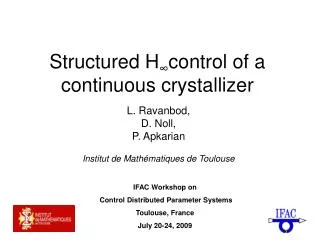 Structured H ? control of a continuous crystallizer