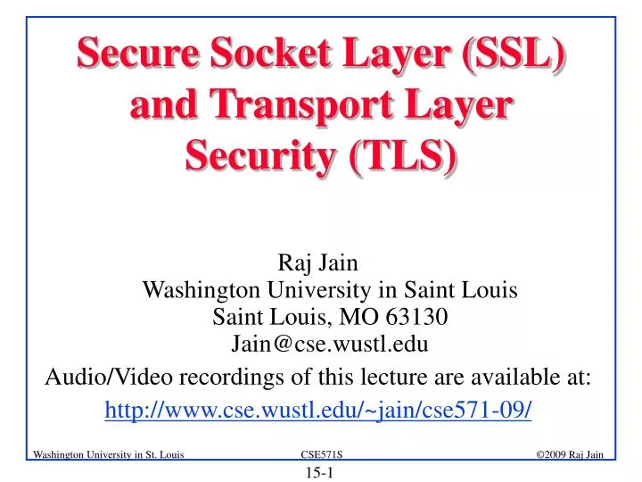 secure socket layer ssl and transport layer security tls