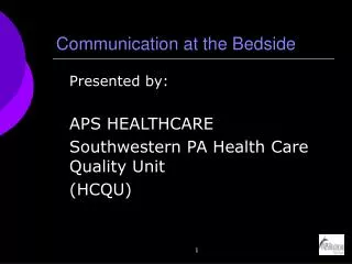 Communication at the Bedside
