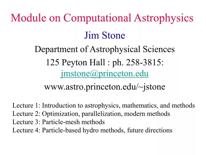 module on computational astrophysics
