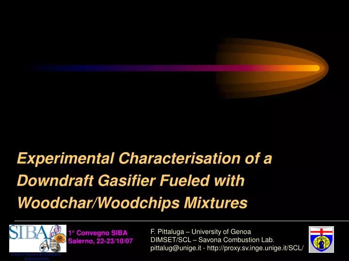 experimental characterisation of a downdraft gasifier fueled with woodchar woodchips mixtures