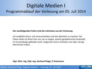 digitale medien i programmablauf der vorlesung am 05 juli 2014