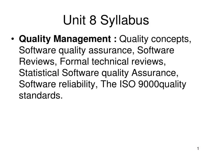 unit 8 syllabus