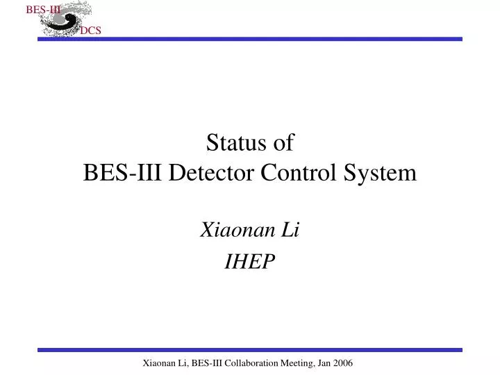 status of bes iii detector control system