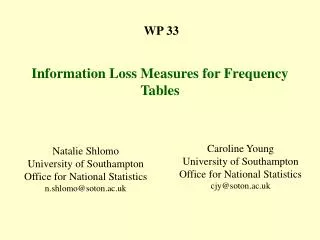 WP 33 Information Loss Measures for Frequency Tables