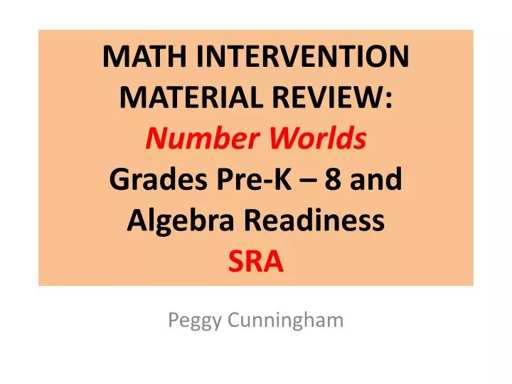 math intervention material review number worlds grades pre k 8 and algebra readiness sra