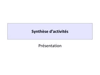 synth se d activit s