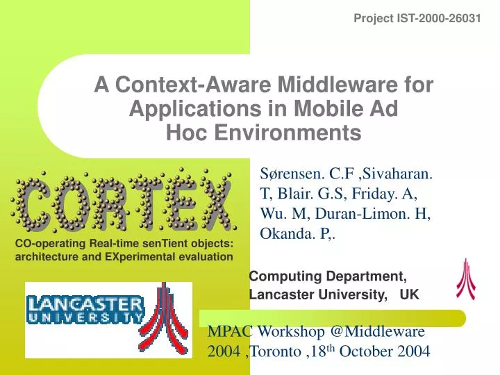 a context aware middleware for applications in mobile ad hoc environments