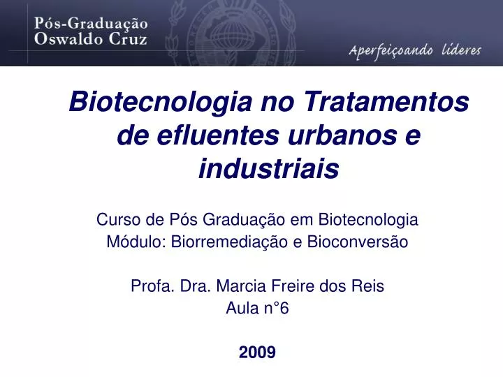 biotecnologia no tratamentos de efluentes urbanos e industriais