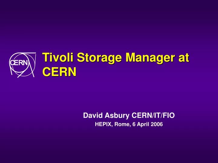 tivoli storage manager at cern