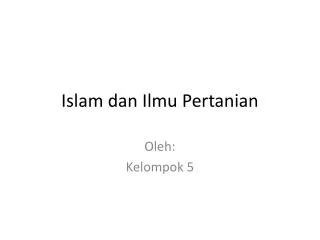 islam dan ilmu pertanian