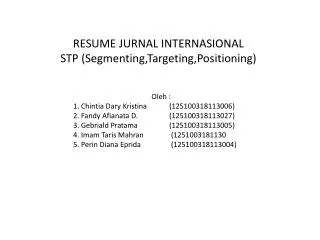 resume jurnal internasional stp segmenting targeting positioning