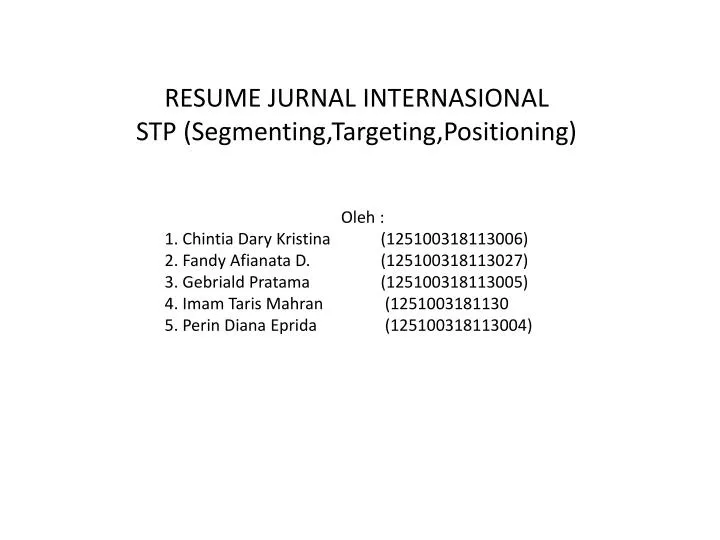 resume jurnal internasional stp segmenting targeting positioning