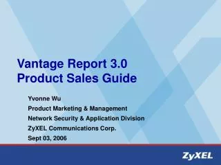 Vantage Report 3.0 Product Sales Guide