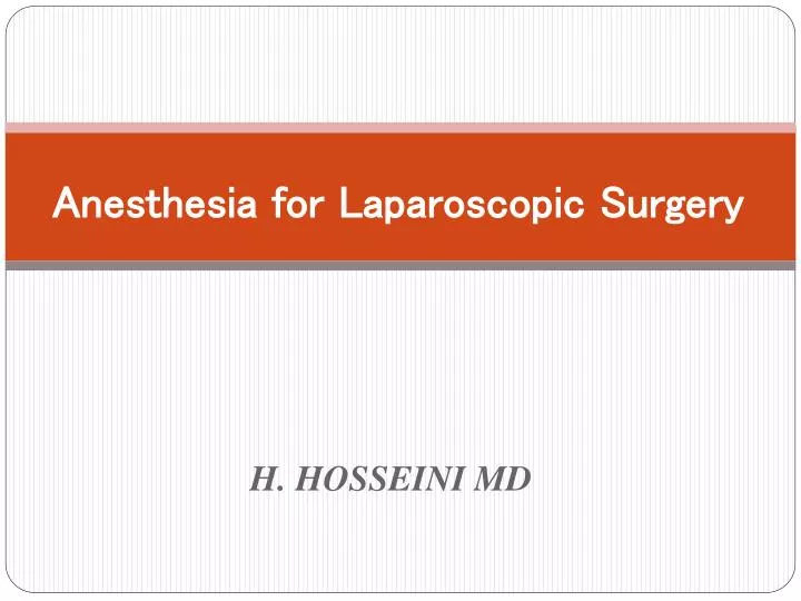 anesthesia for laparoscopic surgery