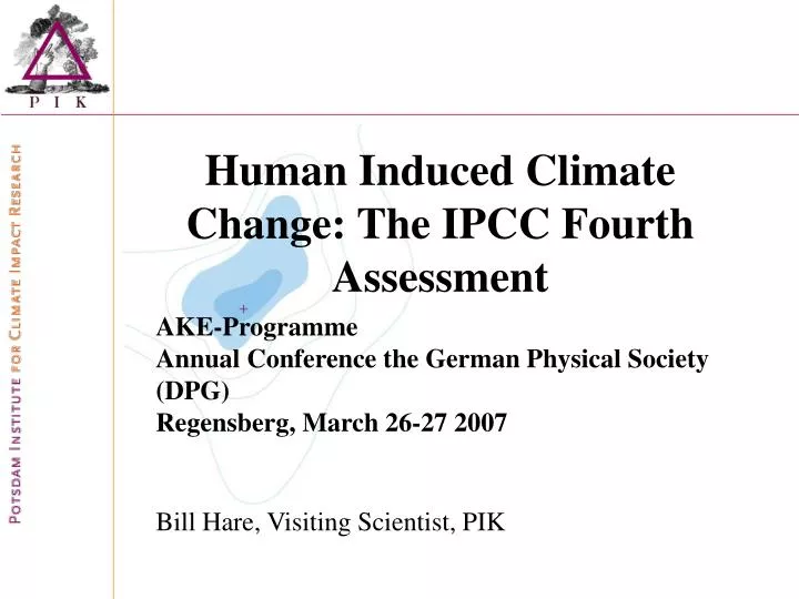 human induced climate change the ipcc fourth assessment