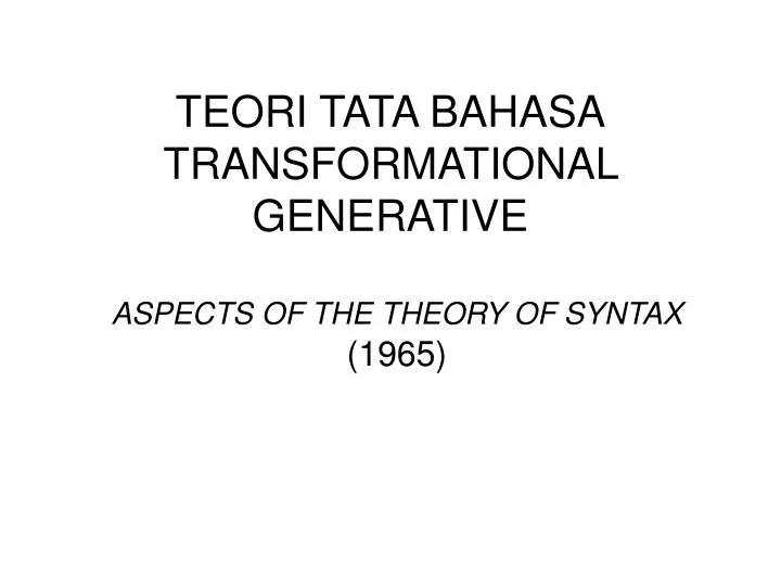 teori tata bahasa transformational generative