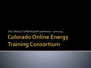 Colorado Online Energy Training Consortium